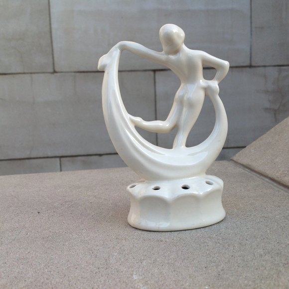 Art Deco Flower Frog ~ Dancing Woman w Scarf 6" - Picture 5 of 9